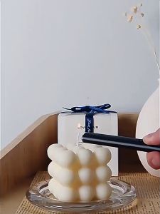 Cube Candles Rose Scented Pink Cube Candle Floating Shelves Bubble Shaped Small Candles Boho Home Office Danish Pastel Trendy Room Home Decor Candles for Women Christmas Bubble Candles Gifts Home Decor