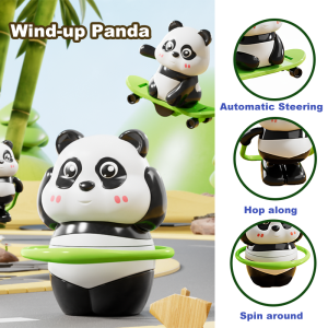 Panda Toy Winding Mechanism Skateboard Hula Hoop Jump Rope Turning Sideways - Educational Classic Toy Combination