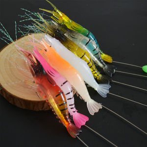 Digeo 1PCS Soft Prawn Shrimp Swivel Wobbler Hook Luminous Silicon Soft Artificial Bait With Hooks