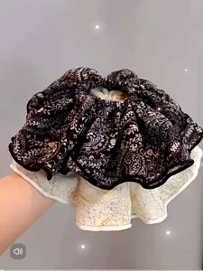 French Style Big schrunchies hair buns hair band Flower ties Rubber Band Layer getah ikat rambut band法式雪纺翠花大号绑发圈绑发绑头发