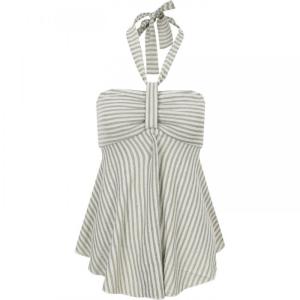 Trendy Backless Striped Tube Top Crop Tee