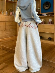 Quần Ống Rộng in Hình Ngôi Sao Phong Cách Cổ Điển Mỹ Cho Nữ Mùa Thu Mới Quần Dài Thường Ngày Có Dây Rút