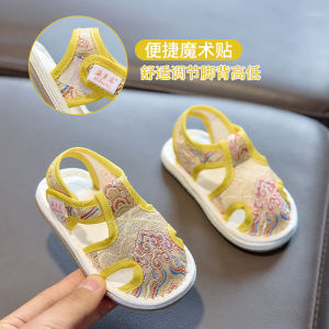 Baby Boy Girl Cloth Slippers Handmade Silk Soft Bottom Clogs Childrens Shoes Toddler Walkers Breathable Anti-Slip Lightweight