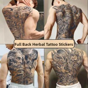 Waterproof Non-Washable Tattoo Stickers Mens High-End Large Area Non-Glare Back Full Tattoo Womens Long-lasting Grass Wood