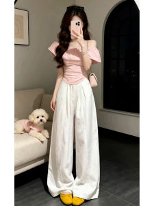 PEIZIXUAN | Elegant Shoulder-Off Top Wide Leg Pants Set Summer New Arrivals