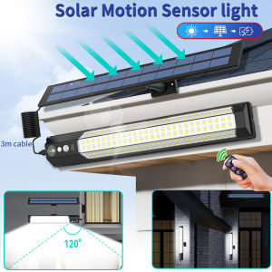 Solar Light for Outdoor 158/316 LED Solar Motion Sensor Lamp Remote Control IP65 Waterproof for Garden Front Door Yard 3m Cable