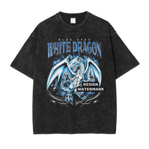 Bandai | Bandai Anime Yu Gi Oh T Shirts Vintage Washed Yu-gi-oh T-shirt Retro Streetwear Black Magician Tops Tees Man Cotton