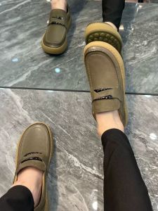 New D180-1 Mens Casual Fashion Leather Shoes High Quality Comfortable Versatile Personality Sporty Low Heel round Toe Rubber Sole