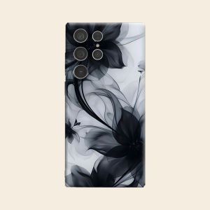 Black Ink Transparent Flower Luxury Fashion Full Lens Protective Case for Samsung Galaxy S26 S25 S24 A56 A36 Plus Ultra