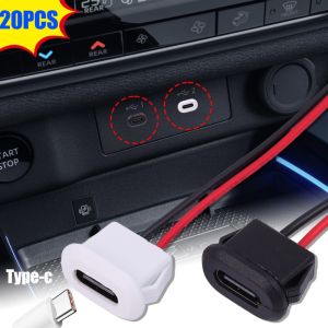 20PCS Type-C Female 2Pin USB Connector Type-C Waterproof with Female Socket Fast Car Charging Jack Charging Port USB-C Charger Plug