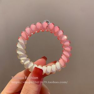 Colorful Dopaamine High-End Phone Cable Hair Ties Seamless Rainbow Gradient Hair Accessories for Girls Elastic Cute Bowties