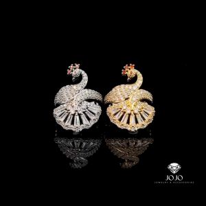 N1281 Nhẫn nữ JOJO thiết kế kiểu con cong đính đá bagutte cao cấp sáng lấp lánh