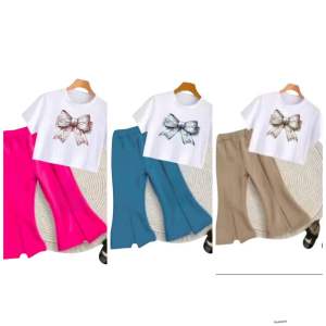setelan anak perempuan model pita celana cutbray usia 1-8 tahun