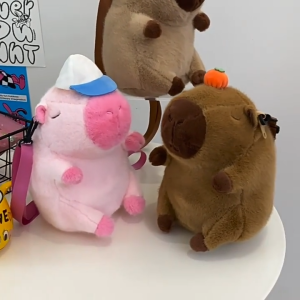 STMEN Plush Capybara Backpack Hamburg Cartoon Doll Fur Bag Gifts French Fries Kawaii Handbags Girls