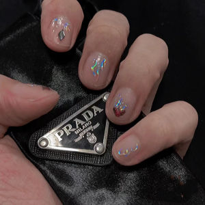 [Sober Personnel] Xiaohongshu Phosphorus Best-Selling Flame Men Nail Stickers Minimalist Laser Silver Nail Stickers