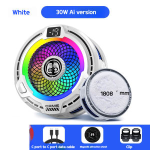 FS18 AI Mobile Cooler 30W Magnetic Back-clip Ice Cooling Radiator Digital Display RGB Light Gaming Cooler Temperature Control