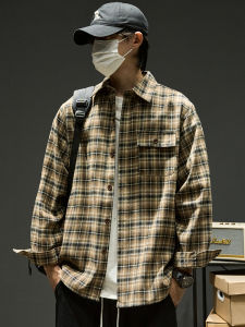 เสื้อเชิ้ตลายสก็อตแขนยาวสไตล์อเมริกันย้อนยุคสำหรับผู้ชาย ฤดูใบไม้ผลิ 2024 แฟชั่นฤดูใบไม้ผลิ ฤดูร้อน ฤดูใบไม้ร่วง ฤดูหนาว