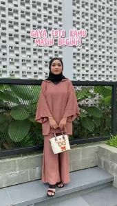Nagita setelan terbaru one setcel kekinian stelan crinkle wanita ld 120