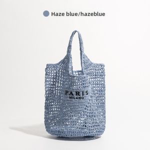 MABULA | Mabula Knitted Hollow Out Fashion Casual Tote Bag Womens Shoulder Basket Weave Handbag Soft Fabric Summer 2022 Leisure Handbag