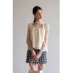 Plaid Halter Backless Top A-Line Skirt Summer Vacation Leisure Set