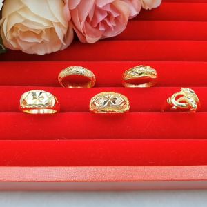 ชูดแหวนทองล้วนตัดลาย เสริมโชค เสริมบารมี ใส่อาบน้ำได้ ใส่ออกงานได้