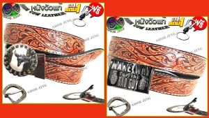 เข็มขัดหนังวัวแท้อัด-ตอกลายเย็บขอบลายไทยตาล ซื้อ1ฟรี2 เข็มขัดหนังวัวแท้เย็บขอบ+หัวเข็มขัด แถมฟรีพวงกุญแจ เข็มขัดหนังวัวงานแฮปวี่ เข็มขัดสไตล์วินเทจ เข็มขัดคาวบอย ผลิตจากหนังวัว100% ย้อนยุค ถอดเปลี่ยนหัวเข็มขัดได้เจาะรูให้ Polished genuine cowhide leather