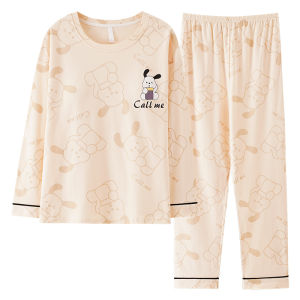 Bộ đồ ngủ nữ MiiOW vải cotton tay dài có đệm ngực thoải mái thoáng khí.