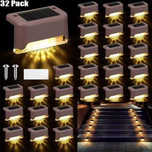4-32 Pack Outdoor LED Solar Step Lamp Path Stair Garden Lights IP65 Waterproof Balcony Light Decoration for Patio Fence Light