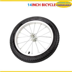 Set of 14 Inch Bicycle Wheels Complete with Rims and Tires for Front and Rear Wheel Replacement.