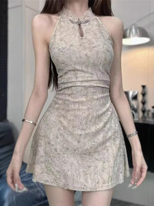 CHOEFULYN | Đầm Cheongsam Trung Quốc Dây Đeo Mảnh Gợi Cảm
