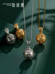 จี้กลมหอมแบบโบราณ จี้กลมทองแดงบริสุทธิ์ จี้กลมหอมพร้อมกระเป๋าใส่กล่องใส่กลิ่นหอม จี้แฟชั่นสำหรับผู้หญิง