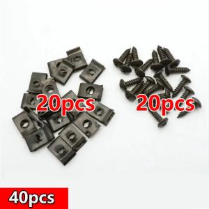 40pcs Mixed Car Motorcycles Metal Screw Tapping Fastener Clip U-Type Clip with Screw Anti-rust Protection Clip Screw Buckle
