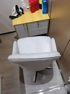 HYD0 Luxurious Computer Chair Home Office Study Desk Chair No Wheels Adjustable Height Swivel Art Style Artificial Leather Furniture s6t7u