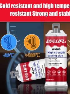 LOOLIFL | W-668 Casting Glue Ab Metal Repair High Strength Waterproof Heat Resistant Alternative Welding Glue for All Metal Crack Repair