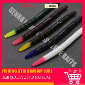 MrLurion 3in 4in 5in 8PCS Soft Stickbait Senko Lure for Big mouth Bass fishing tackle .Sinking Soft Earthworm artificial Bait