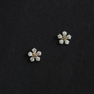 GOLDtutu Pure 9K Gold Jewelry Earrings for Women Five Diamond Flower 2020 kj237