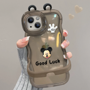 Cute Mickey Mouse Cartoon Phone Case Dual Stand Full Cover for Apple 16promax Huawei Mate60pro Creative Nova13 Vivos20 Anti-Fall Reno13 Soft Honor Womens Model