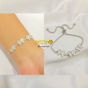Gelang Wanita Titanium Silver Putih Kupu Anti Karat Aksesoris Perhiasan Korea Gelang Wanita Warna Silver Dan Rose Gold - Lazada