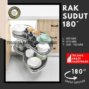 Rak Dapur Sudut 180 Derajat Rak Panci Piring Mangkuk Botol Anti Slip