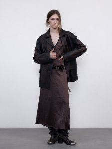 Two-Way Wear Acetate Satin Strapless Necktie Dress Womens Summer Vacation Ins Style Standard Fit Casual Elegant Gown