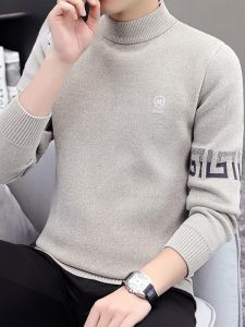 ROMON | Lormen Mens Half High Collar Sweater Autumn Winter Loose Casual Thick Warm Inner Knitted Shirt Fashionable Urban Style Long Sleeve