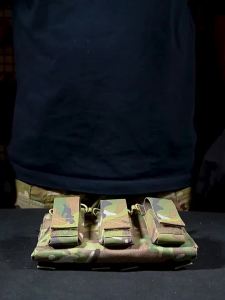 IDOGEAR Small Steel Scorpion Tactical Triple Magazine Holder 5.56/9MM Parallel Attached Vest Molle Tool Bag