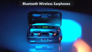 Headset Bluetooth TWS F9-5 Wireless LED Smart Display Powerbank
