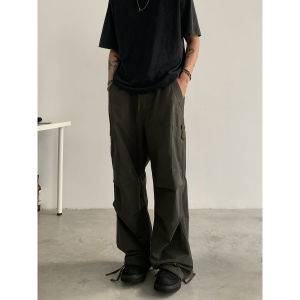 Retro Japanese Style Cleanfit Drapey Paratrooper Work Pants Mens Loose Wide Leg Long Trousers Casual Youth Popular All Seasons