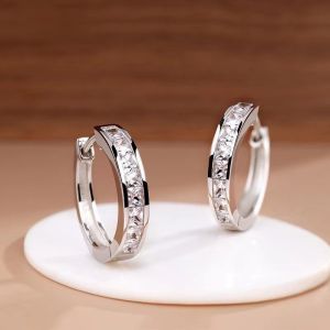 EVISPOL Fashion Round Cubic Zirconia Earrings for Women Elegant Cubic Zircon Hoop Earrings Suitable for Daily & Party Wearrings