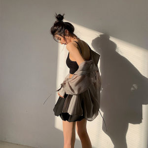 chaqi | Womens Summer New Ice Silk Thin UV Protection Shirt Breathable Long Sleeve Small Size Belted Polo Neck Loose Fit Outerwear