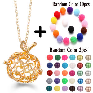 Mexico Chime Color Flower Aromatherapy Cage Necklace Essential Oil Diffuser Lockets Woman Music Ball Caller Pendant Accessories