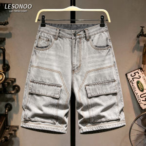 LIANSENNIAO | Quần Short Jean Nam Phong Cách Rắn Chắc Form Rộng Đa Ngăn