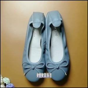 Comfortable Soft Bottom Leather Single Shoes round Toe Womens Flats Slip-On Casual Shoes Fashionable with Bow Tie Elements