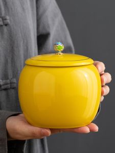 Warm Tea Ceramic Tea Leaf Canister Empty Sealed Moisture Proof Storage Canister for Black Green Puer Tea Home Use Style